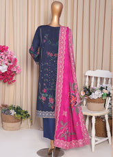 HZ Textiles Printed Linen Slub 3 Piece Unstitched Suit HZ25LSS LSD-308